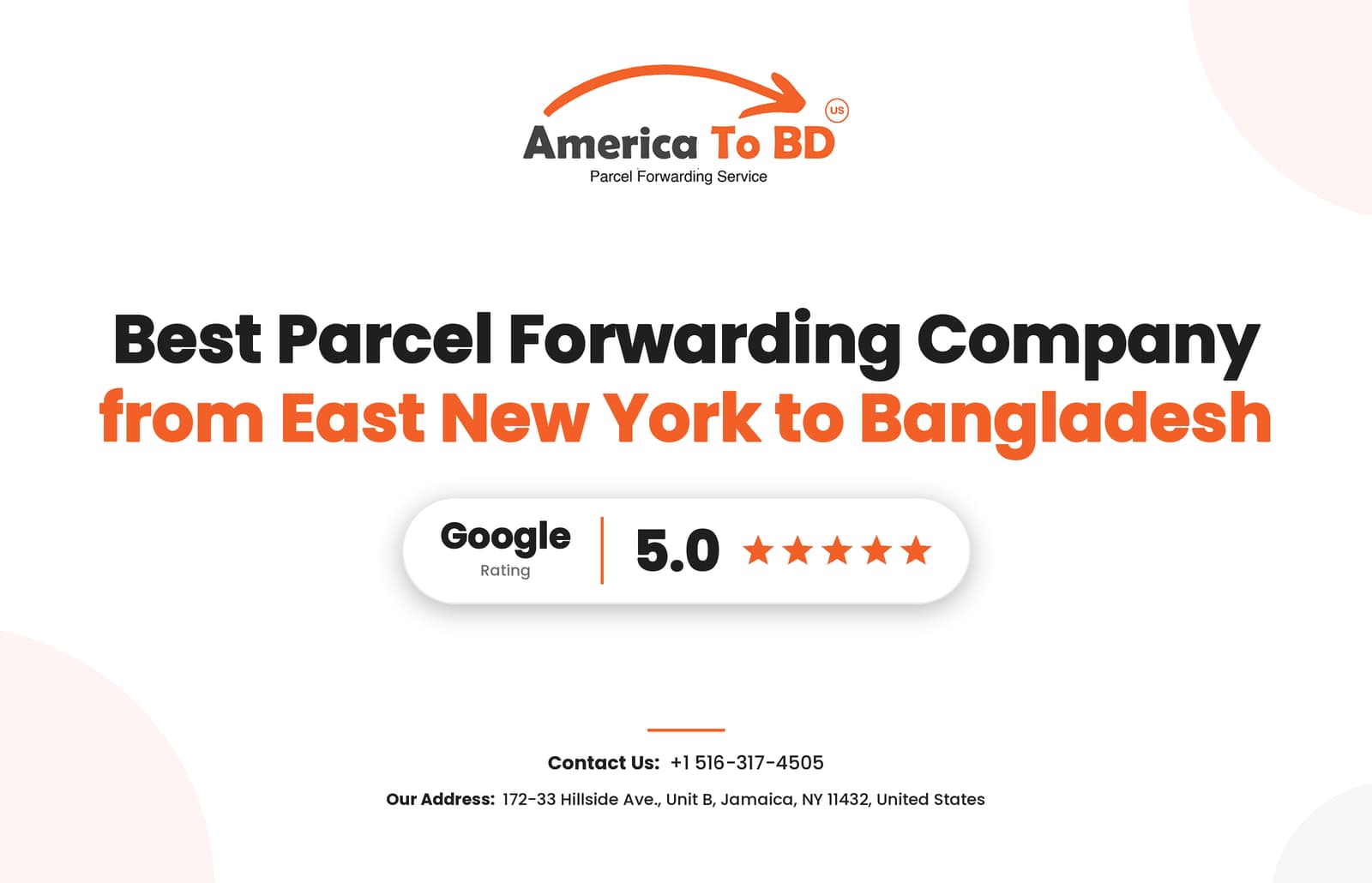 America to BD cover image for Best Parcel Forwarding Company from Kensington, Brooklyn to Bangladesh, Google 5.0 rated